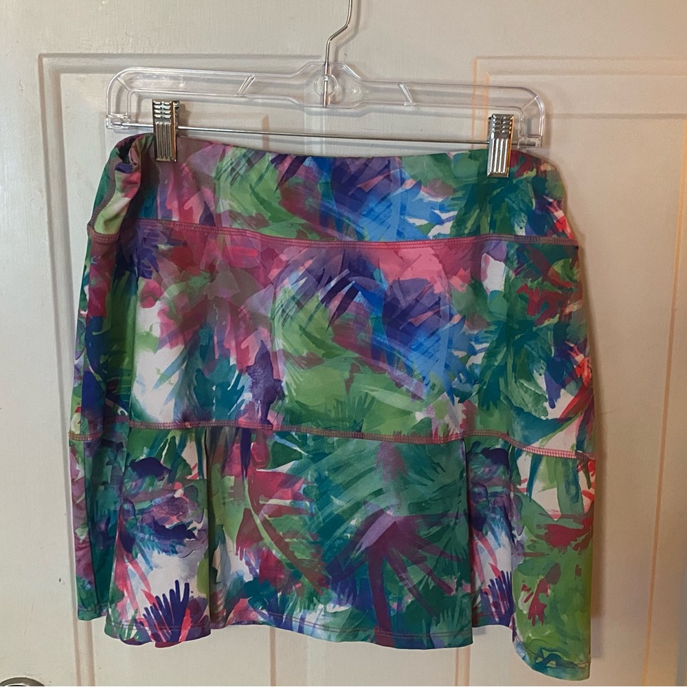 Reel Legends Tropical Palm-Print Circle Skirt - Green, Pink, Blue
